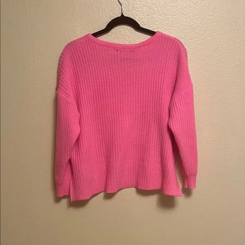 SHEIN V-Neck Cropped Pink Sweater for Women